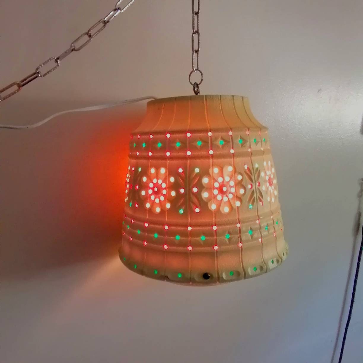 Vintage Lawnware Lamp Hanging Light Camping Outdoor Red Green