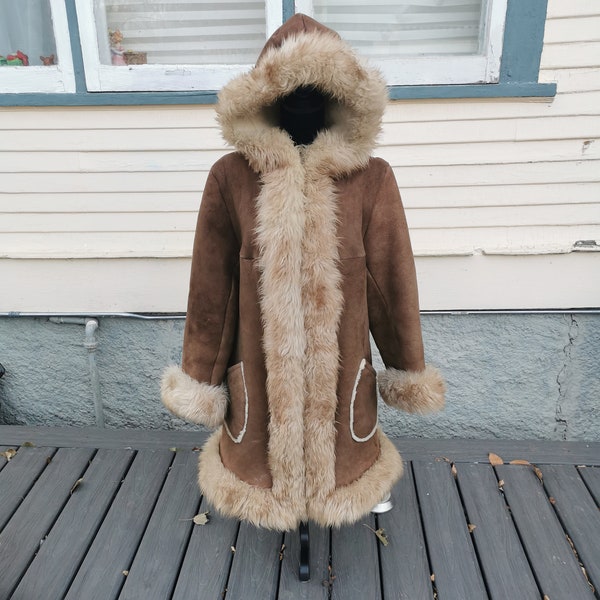 Vintage 1970's Shearling Princess Coat Plus Size!!