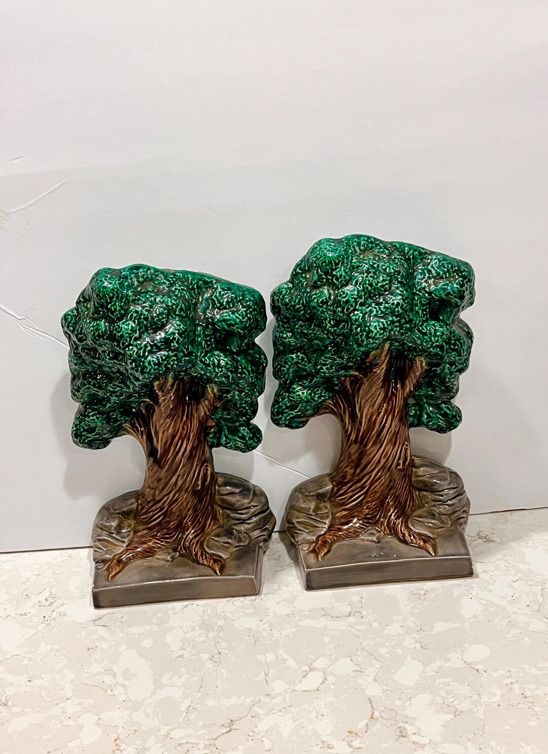 Tree Bookends Vintage Tree Bookends Ceramic - Etsy