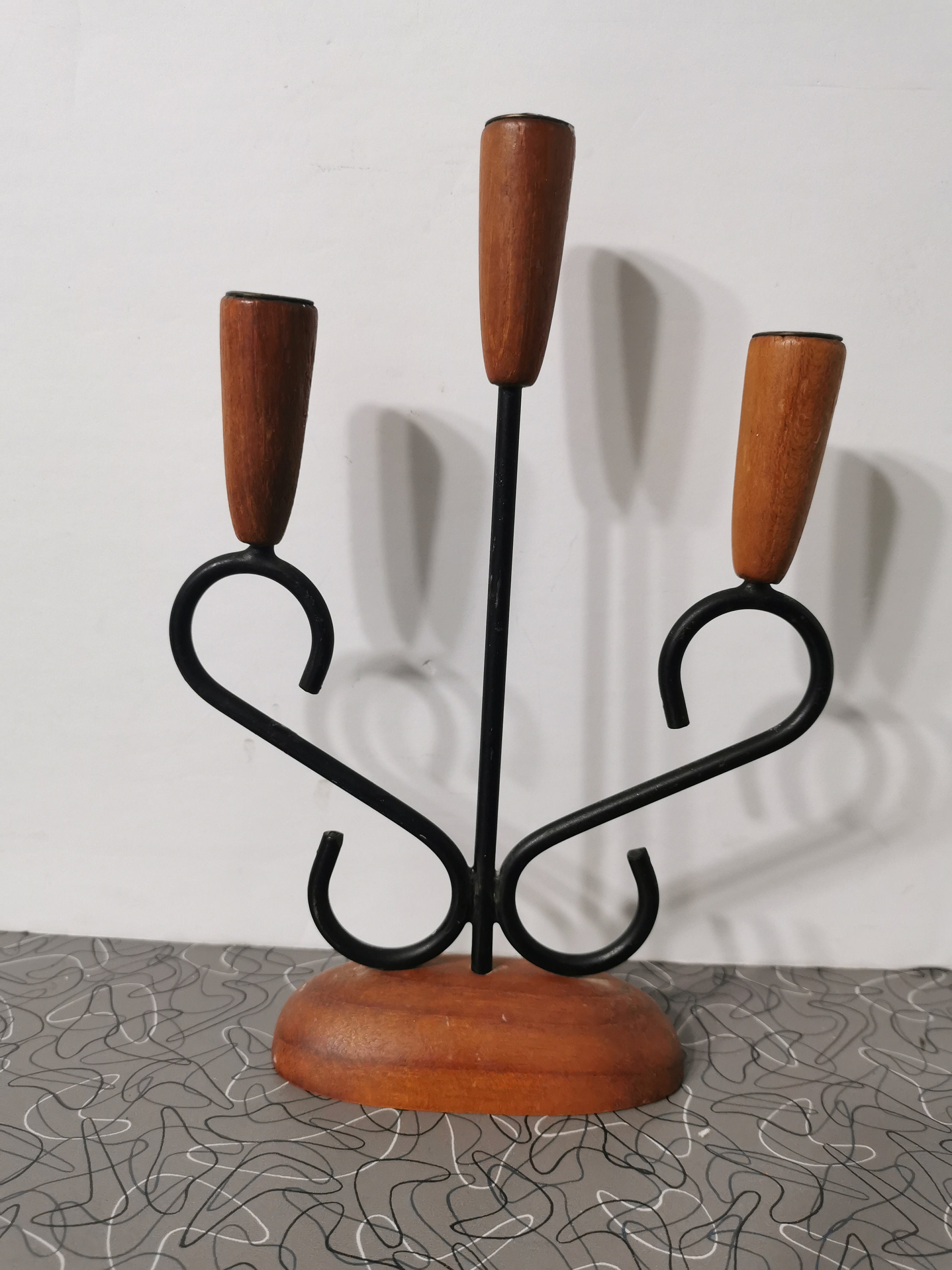 MCM Teak Danish Modern Candle Holder Candleabra Etsy UK