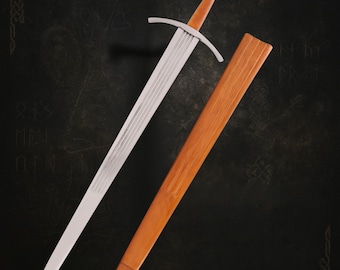 13th Century Arming Sword Replica: High Carbon Steel with Leather Scabbard