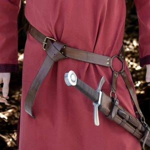 Handgefertigter Leder Schwert Frosch, Mittelalter Renaissance Schwerthalter, LARP Cosplay Gürtel mit verstellbaren Riemen