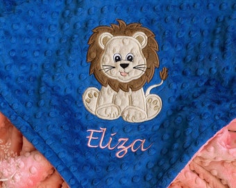 Lion Personalized Minky Baby Blanket, Appliqued, Stroller Blanket, Toddler Blanket, Crib Blanket, Newborn Blanket