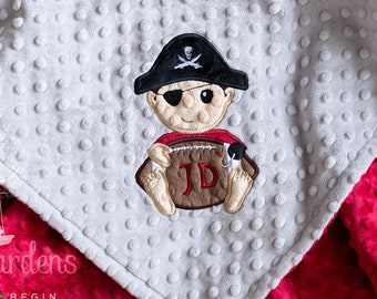 Pirate, Buccaneer, Appliqued Minky Baby Blanket, Personalized Baby Gift