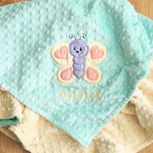 Butterfly Personalized Minky Baby Gift, Appliqued Butterfly Minky Baby Blanket, Butterfly Baby Blanket