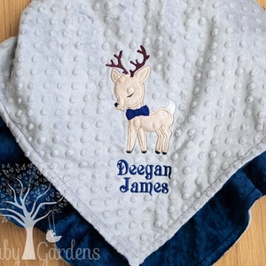 Minky Baby Boy Blanket, Personalized, Appliqued, Deer, Buck, Custom, Made to Order, Baby Shower Gift, Baby Gift