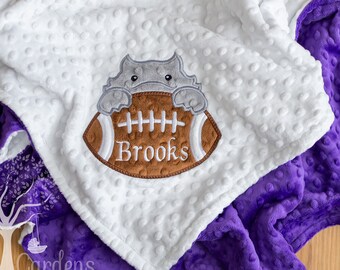 Horned Frog Football Appliqued Minky Baby Blanket | Baby Shower Gift