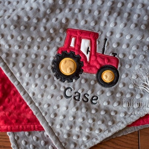 Tractor Personalized Minky Baby Blanket, Personalized Minky Baby Blanket, Personalized Baby Gift, Tractor Appliqued Minky Baby Blanket