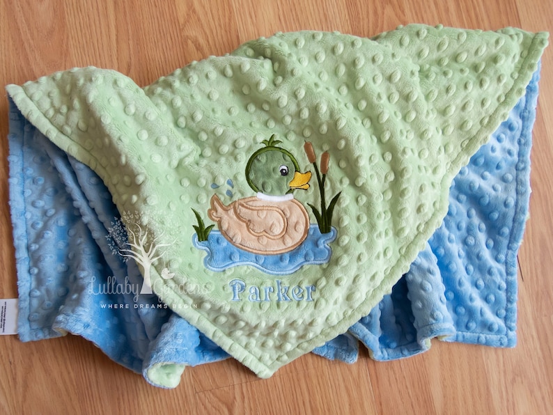 Personalized Minky Appliqued Mallard Duck Baby Blanket Etsy