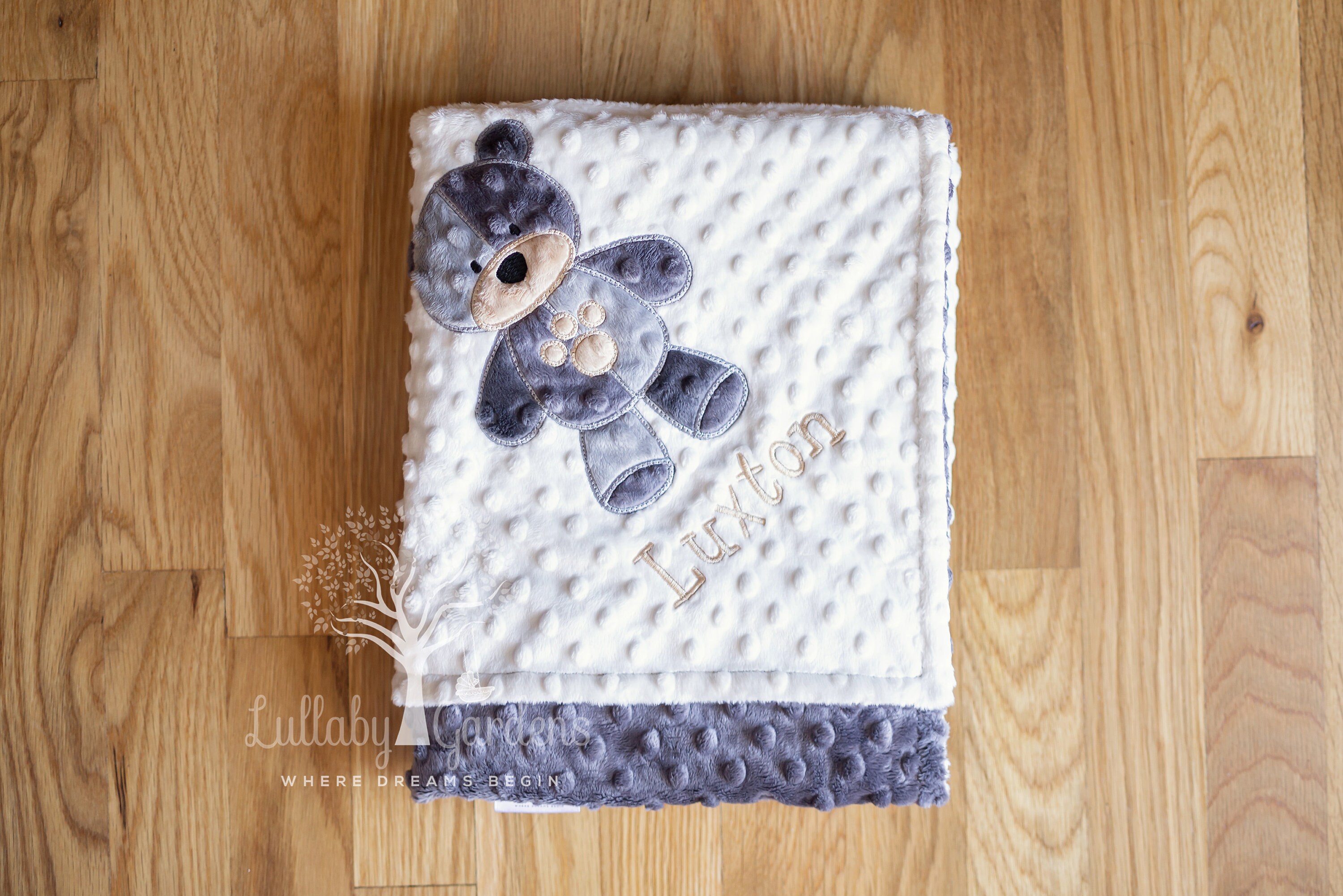 Baby Boy Minky Blanket Appliqued Teddy Bear Personalized Etsy