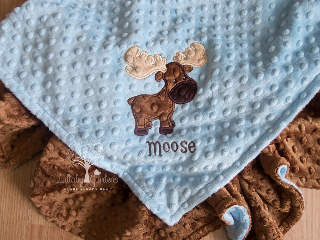Personalized Moose Baby Blanket, Personalized Minky Baby Blanket, Baby
