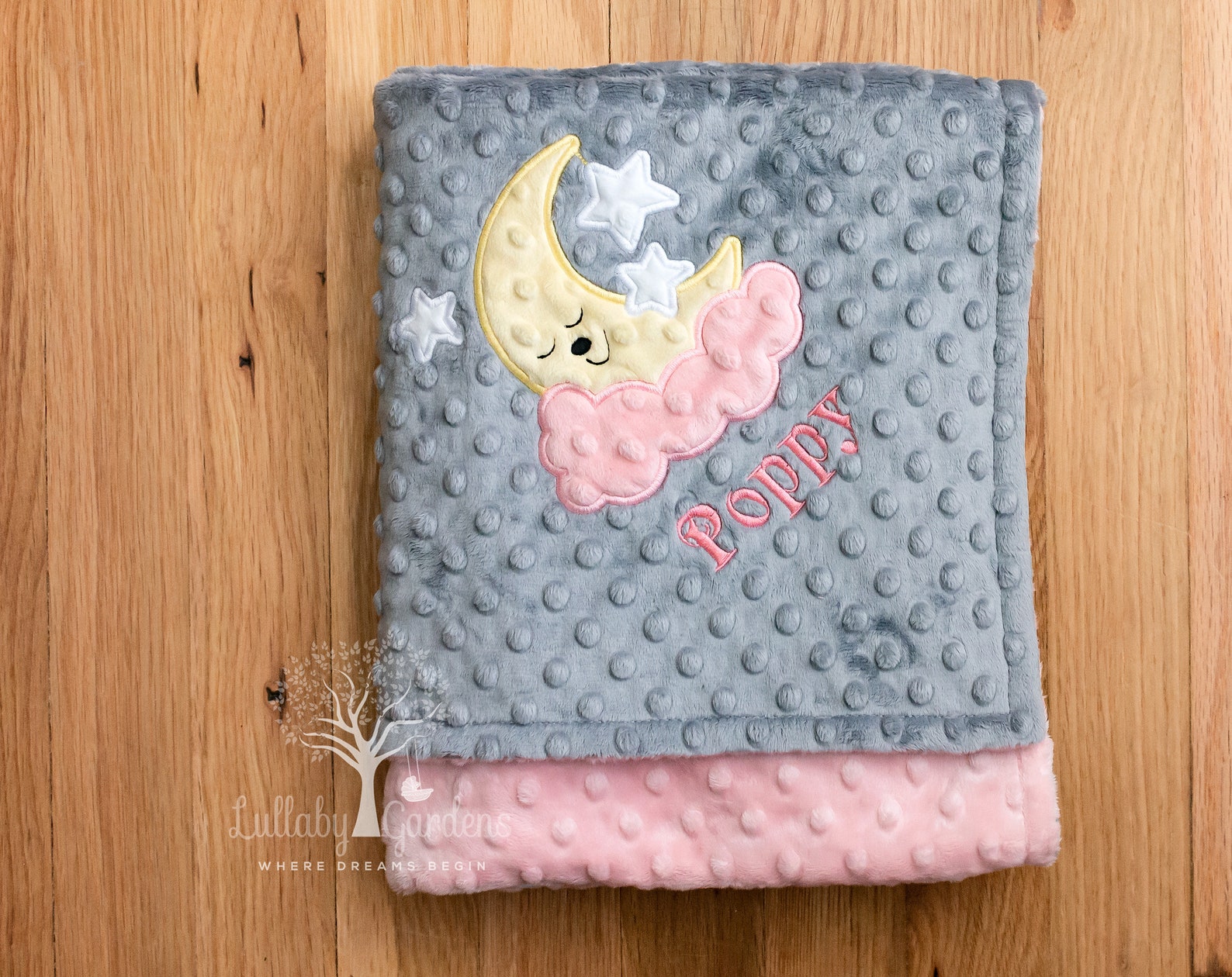 Minky Baby Blanket Moon Stars Cloud Appliqued Minky - Etsy