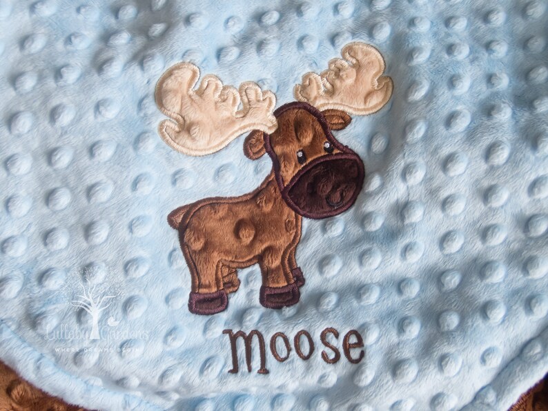 Personalized Moose Baby Blanket Personalized Minky Baby Etsy