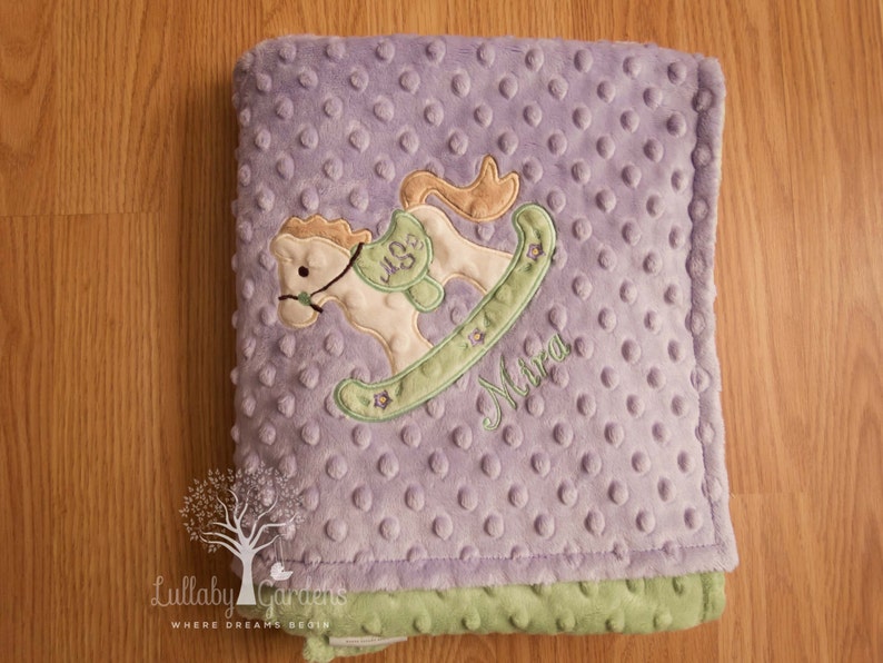 Rocking Horse Minky Baby Blanket Personalized Minky Baby Etsy