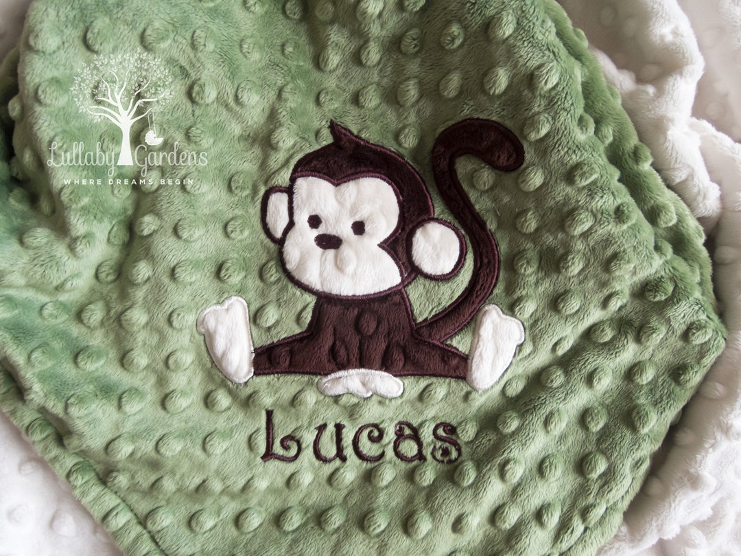 Monkey Minky Baby Blanket Baby Boy Gift Baby Boy Blanket Etsy