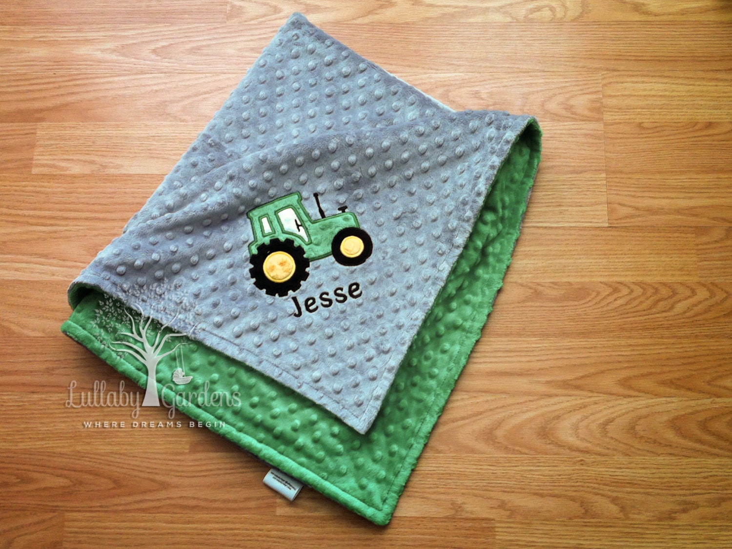 Personalized Minky Baby Boy Tractor Blanket Personalized Baby Etsy