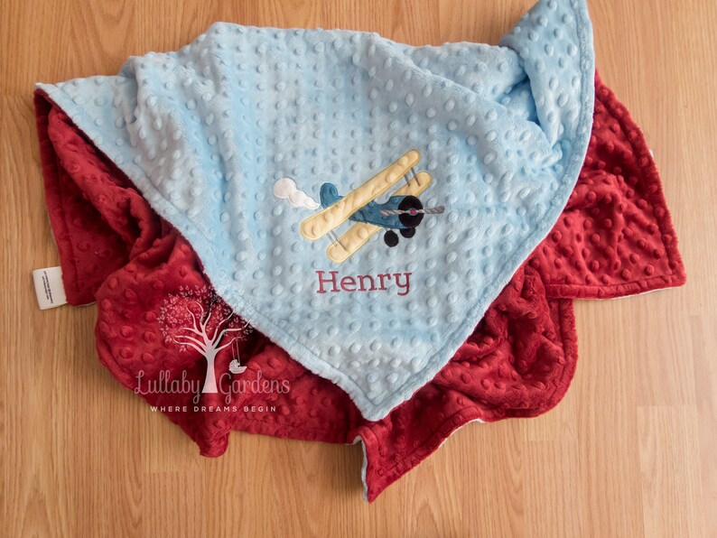 Airplane Personalized Minky Baby Blanket Airplane Minky Baby Etsy