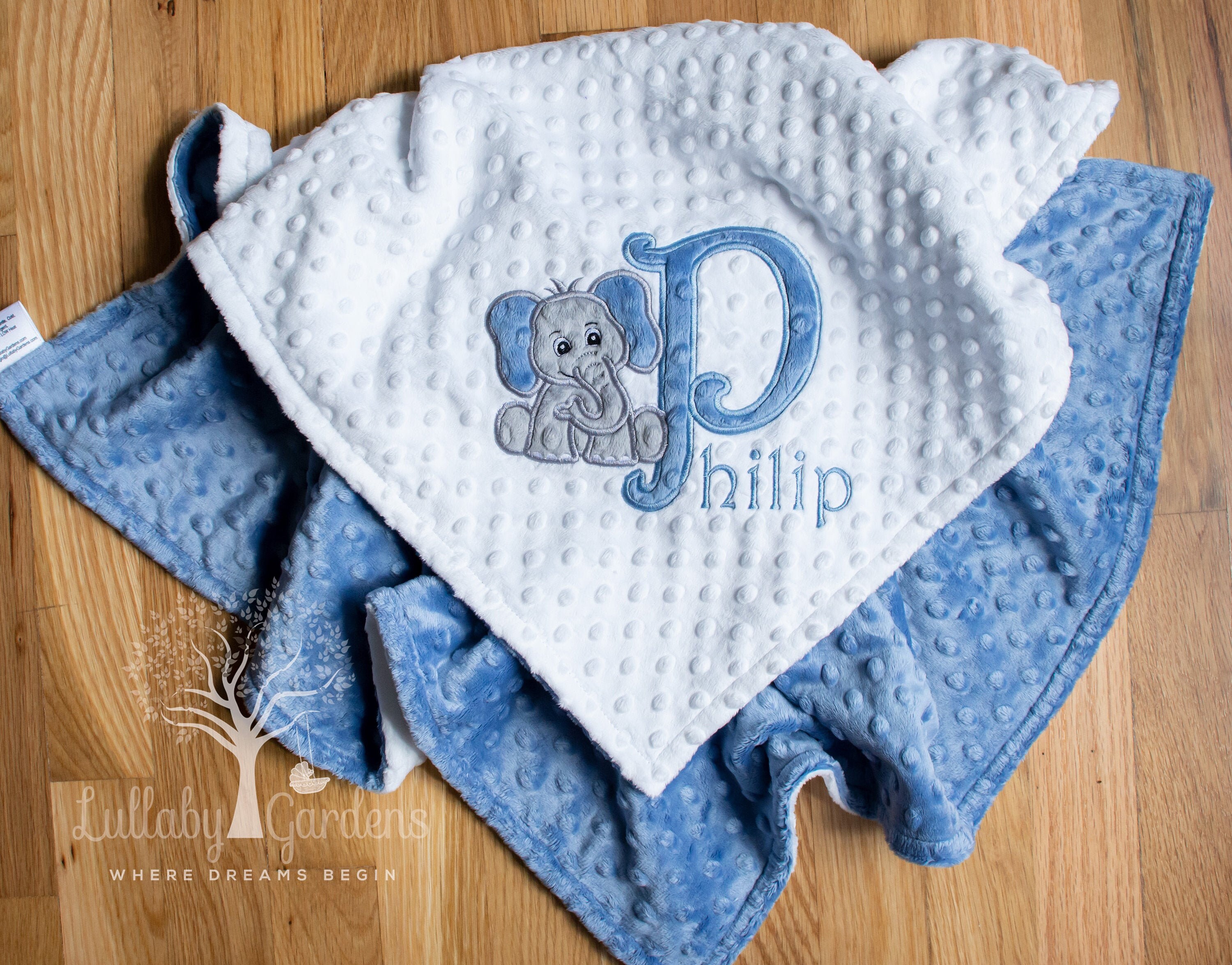 Elephant Minky Baby Boy Blanket Monogrammed Appliqued Etsy