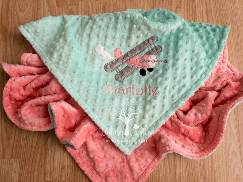 Airplane Personalized Minky Baby Blanket Airplane Minky Baby Etsy