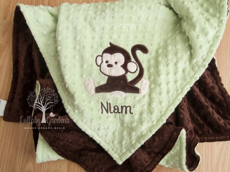 Monkey Minky Baby Blanket Baby Boy Gift Baby Boy Blanket Etsy