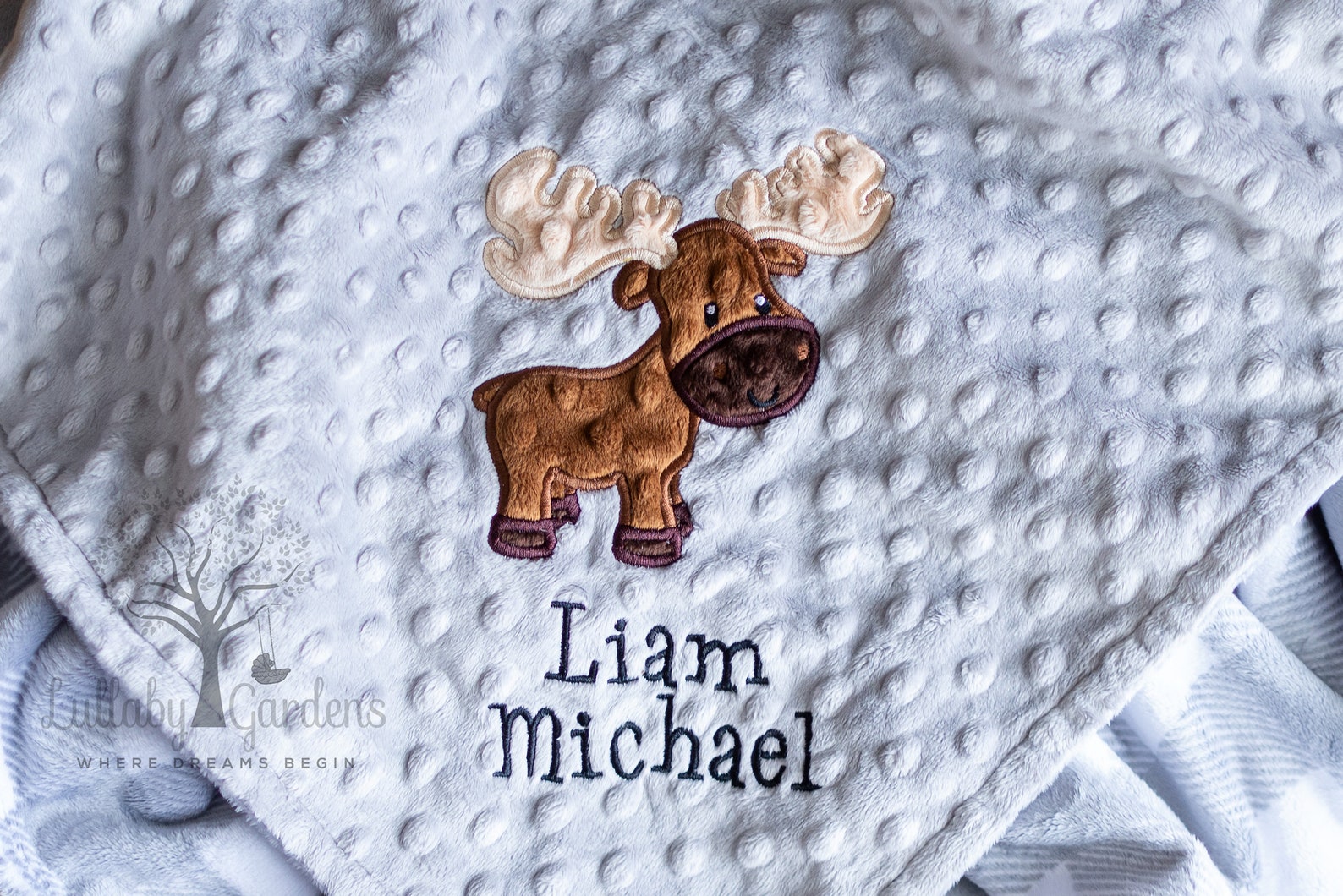 Personalized Moose Baby Blanket Personalized Minky Baby Etsy