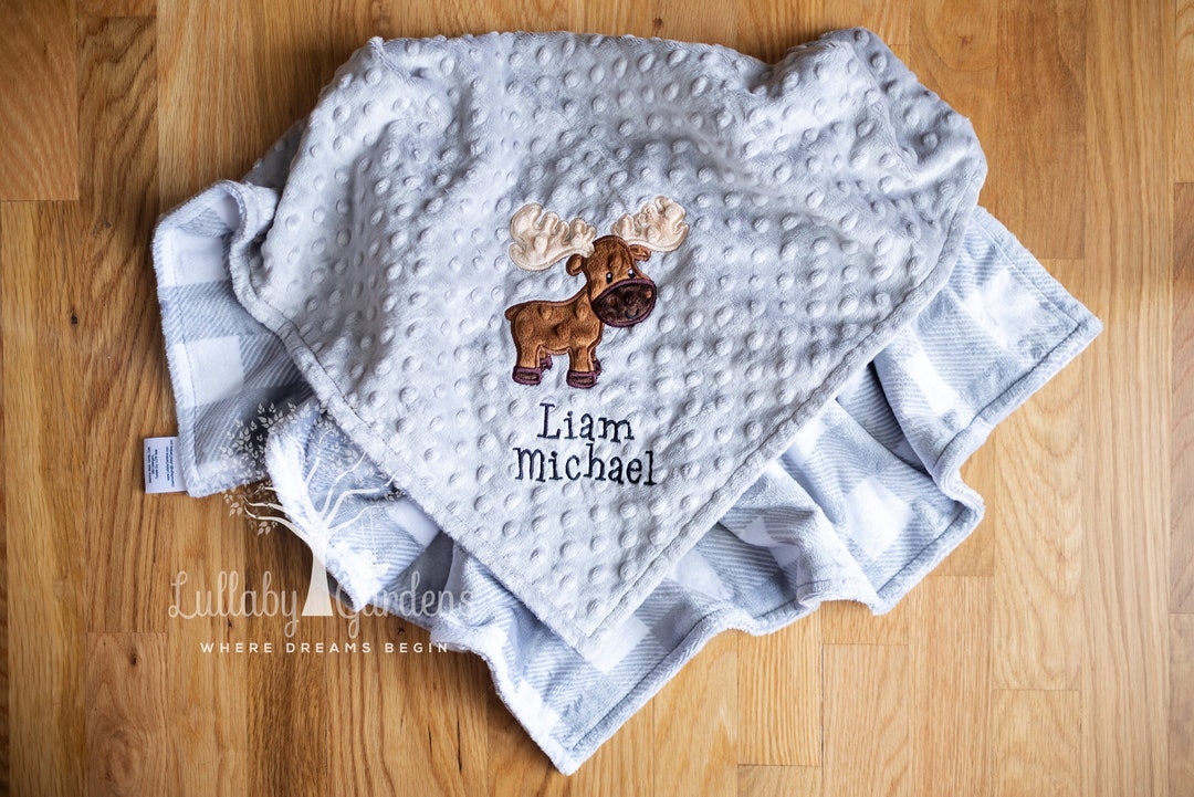 Personalized Moose Baby Blanket, Personalized Minky Baby Blanket, Baby