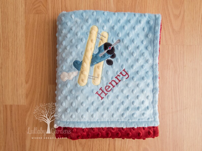 Airplane Personalized Minky Baby Blanket Airplane Minky Baby Etsy