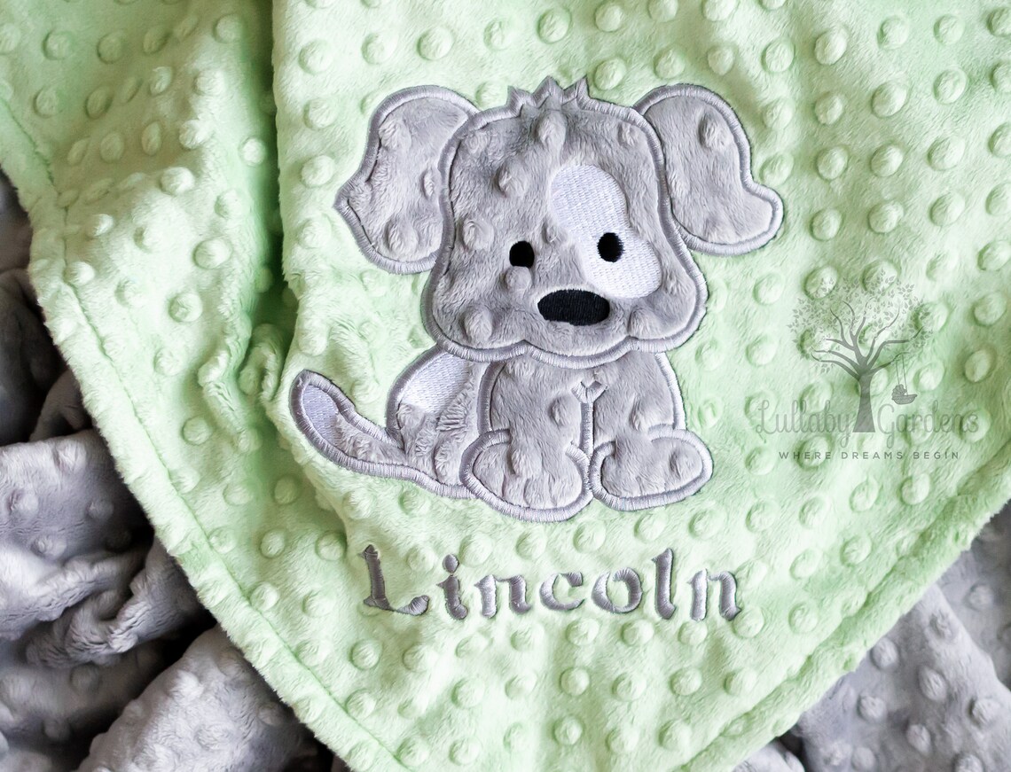 Personalized Minky Baby Blanket Puppy Appliqued Minky Etsy