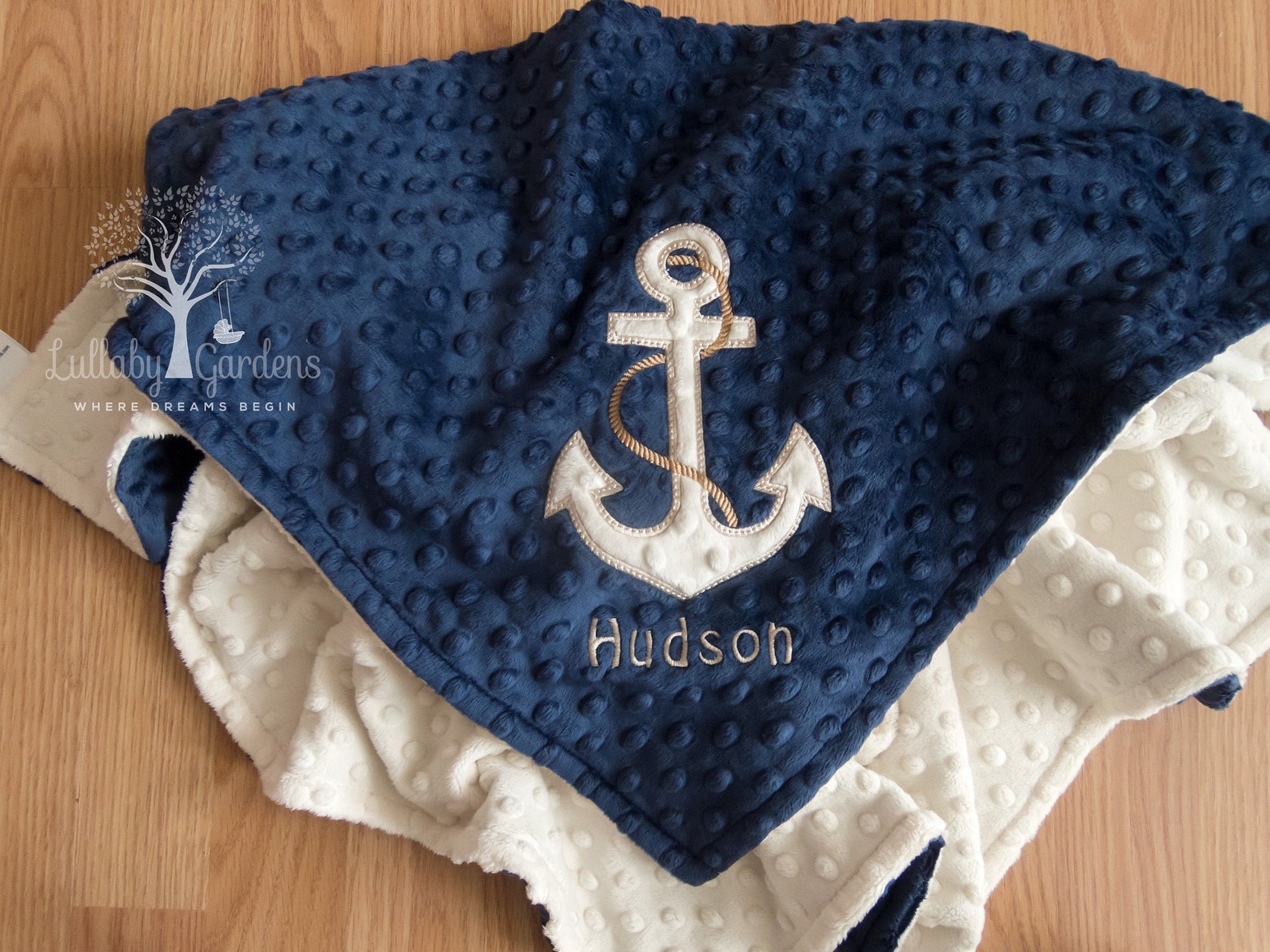 Personalized Baby Boy Minky Blanket Appliqued Anchor Etsy