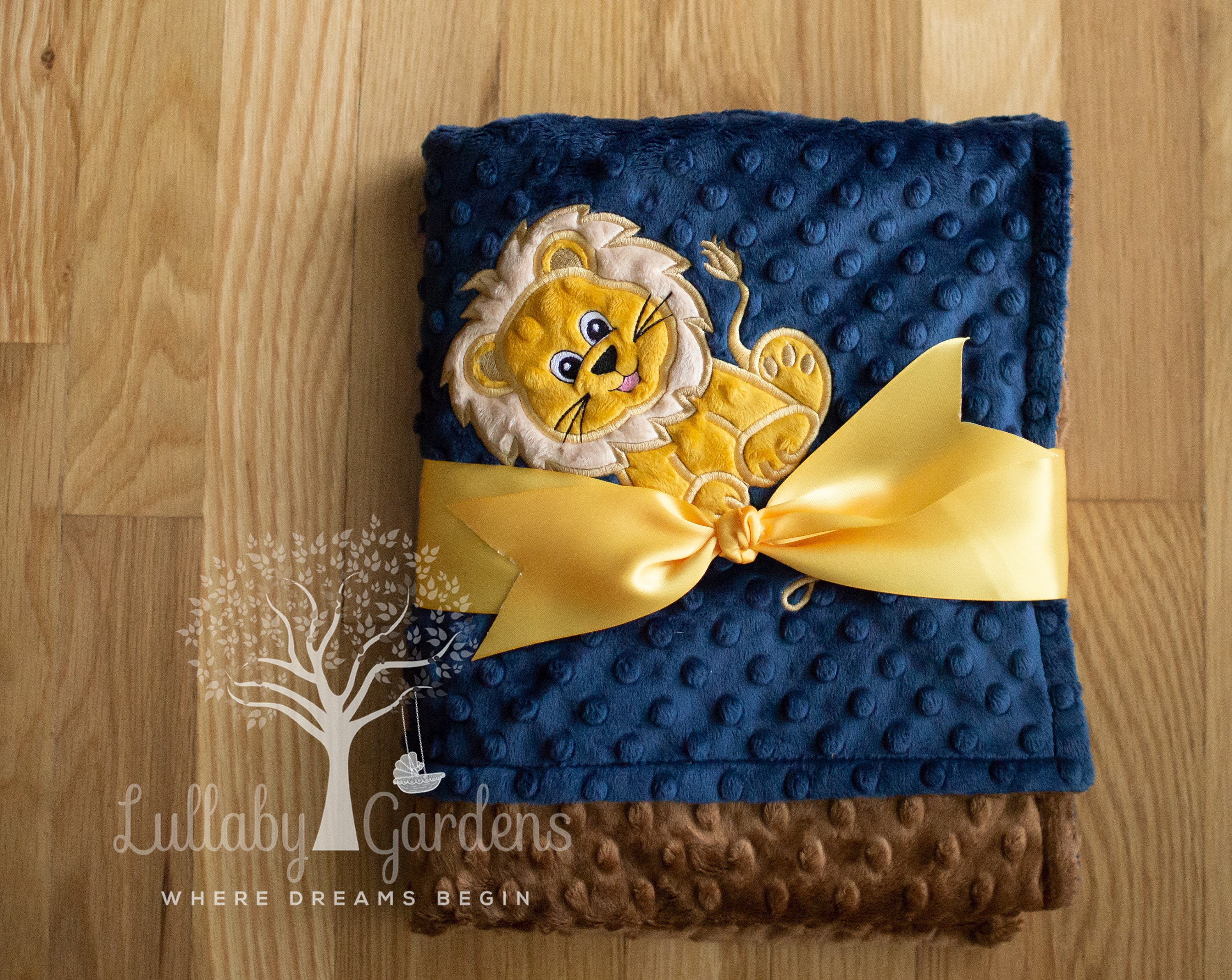 Lion Personalized Minky Baby Blanket Appliqued Lion Blanket Etsy