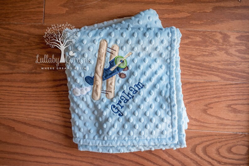 Airplane Personalized Minky Baby Blanket Airplane Minky Baby Etsy