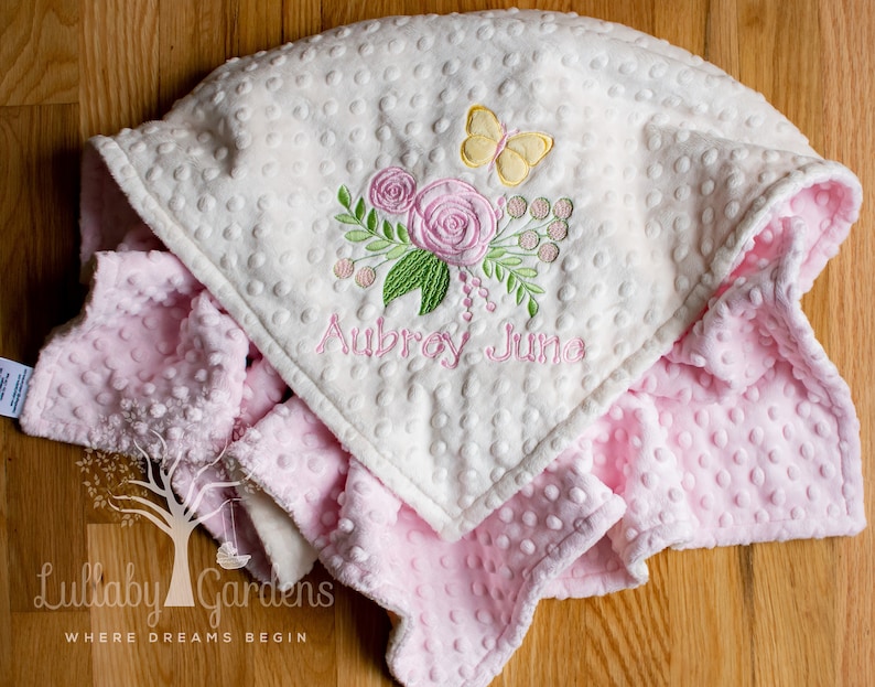 Personalized Minky Baby Blanket Floral Baby Girl Blanket Etsy