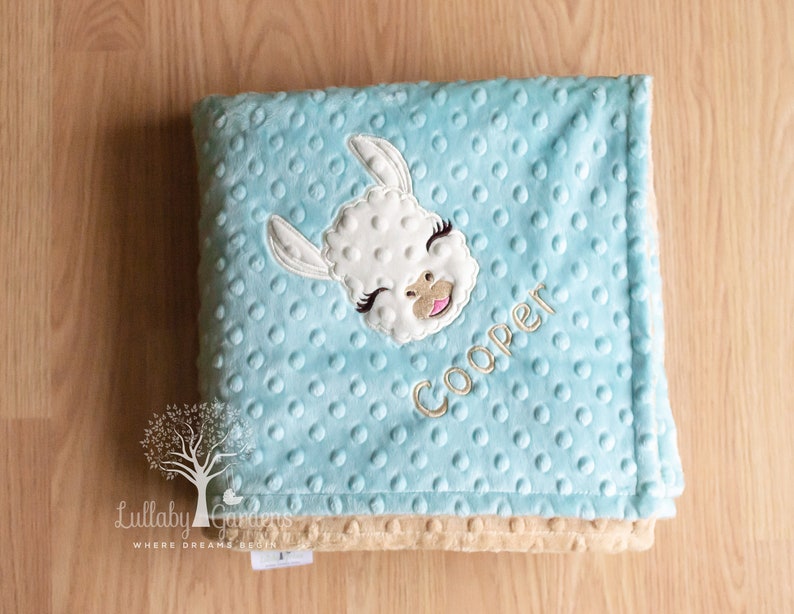 Llama Personalized Minky Baby Blanket Appliqued Llama Baby Etsy