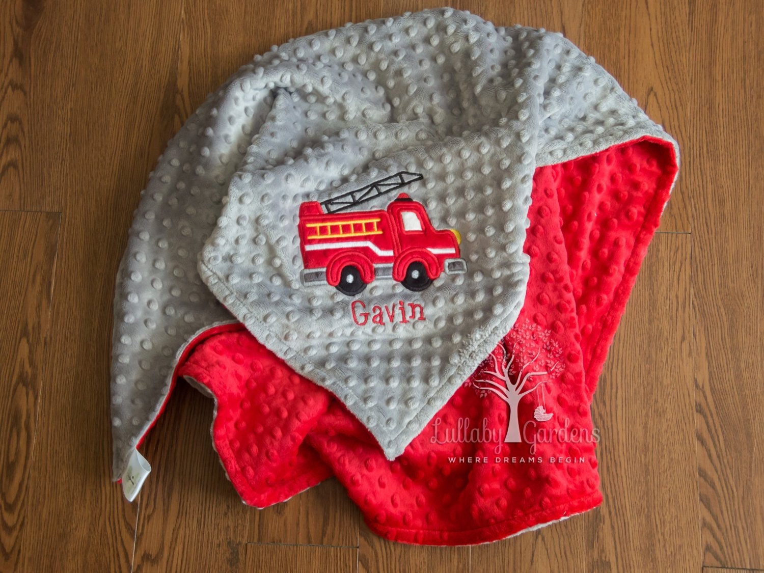 Fire Truck Personalized Minky Baby Blanket Boy Baby Blanket Etsy