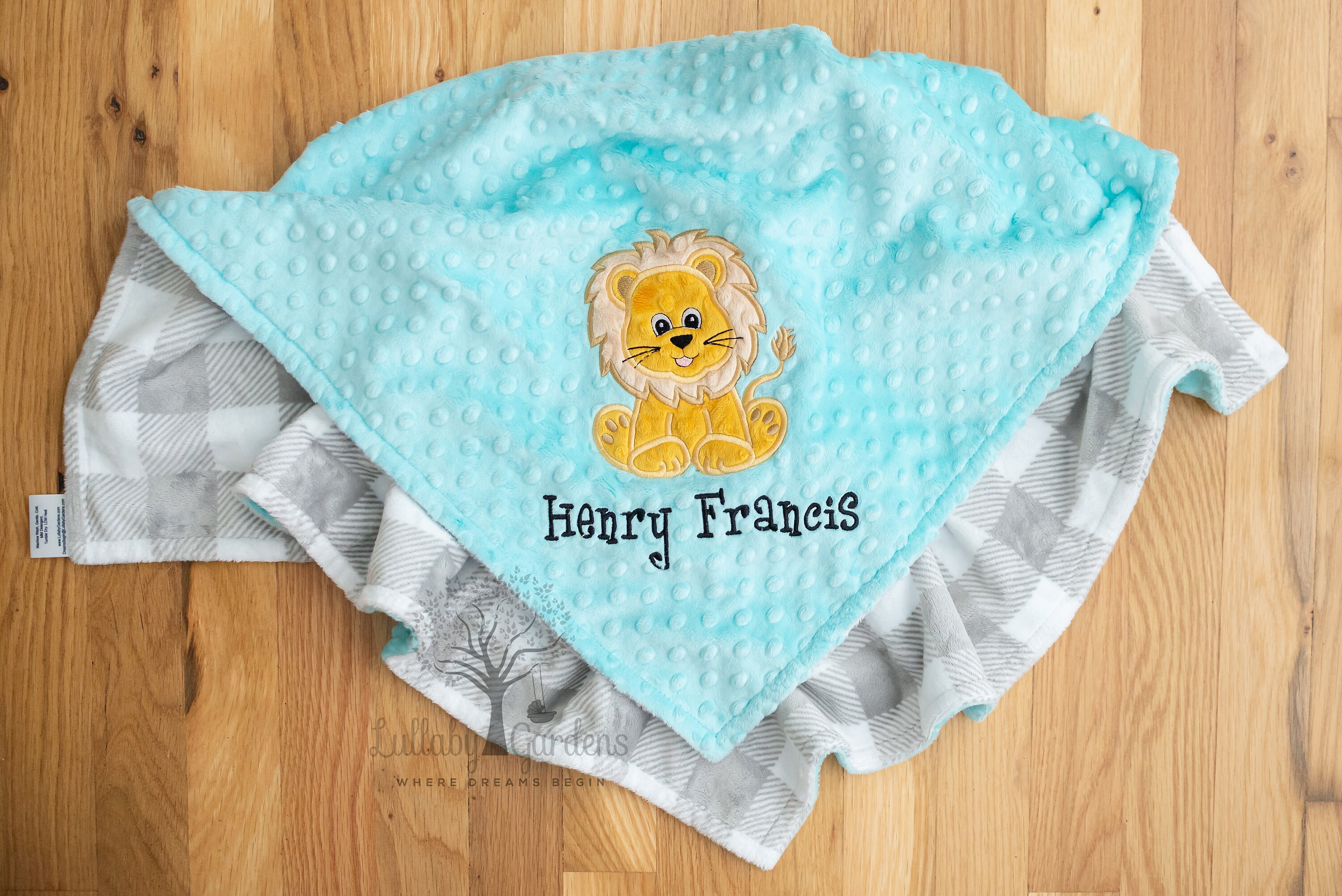 Lion Personalized Minky Baby Blanket Appliqued Lion Blanket Etsy UK