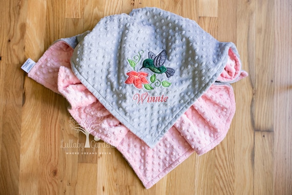 Personalized Baby Girl Minky Blanket Appliqued Hummingbird Minky Baby Blanket Personalized Baby Baby Gift Baby Shower Gift Etsy