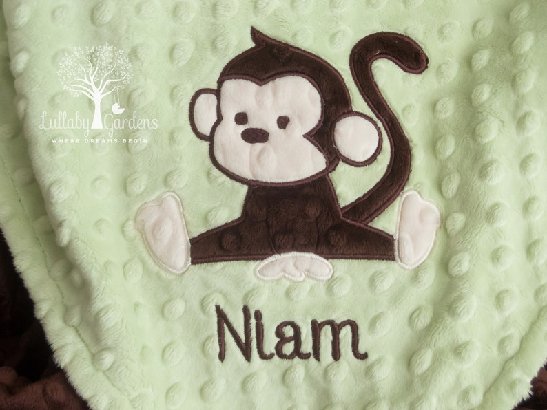 Monkey Minky Baby Blanket Baby Boy Gift Baby Boy Blanket Etsy