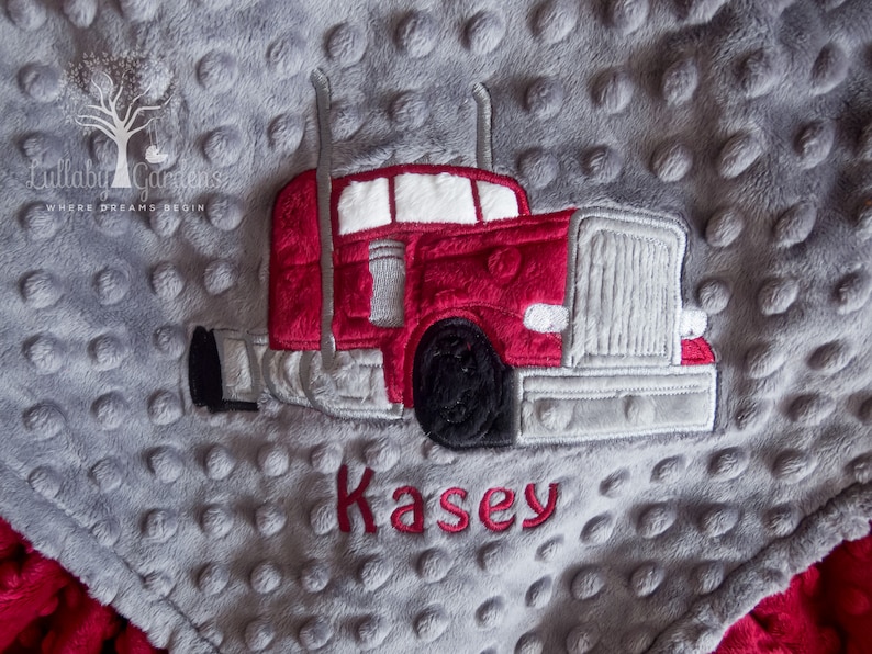 Personalized Minky Baby Blanket Appliqued Semi Truck Minky - Etsy