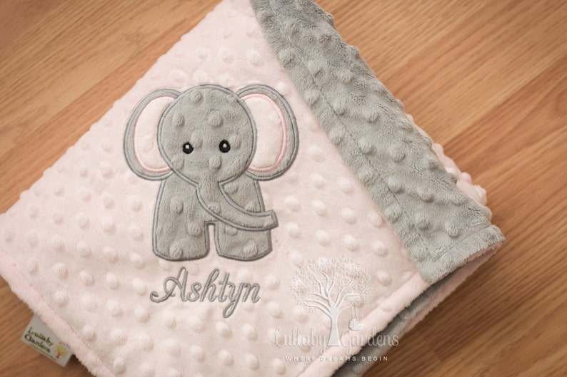 Elephant Personalized Minky Baby Blanket Personalized Minky Etsy