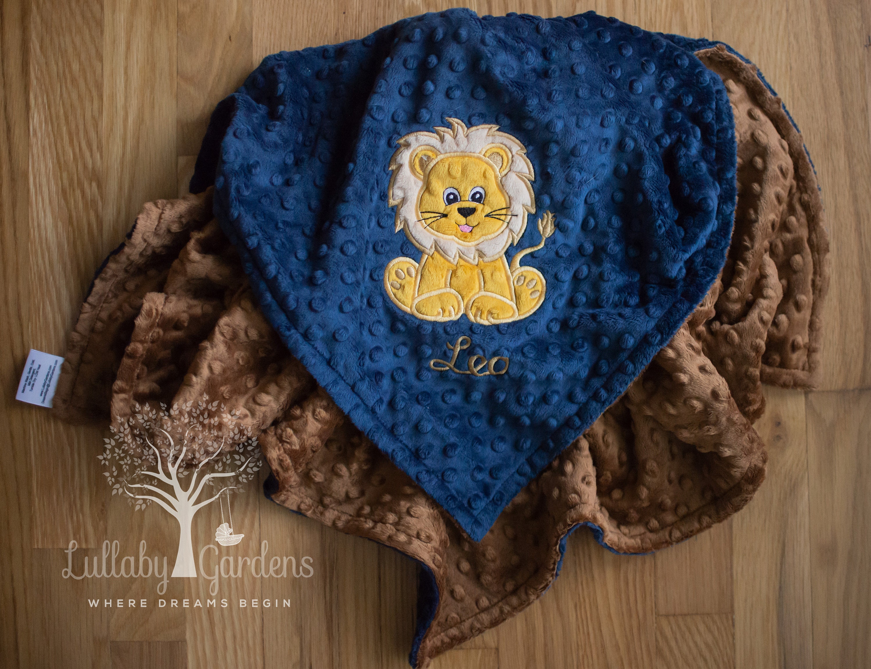 Lion Personalized Minky Baby Blanket Appliqued Lion Blanket Etsy