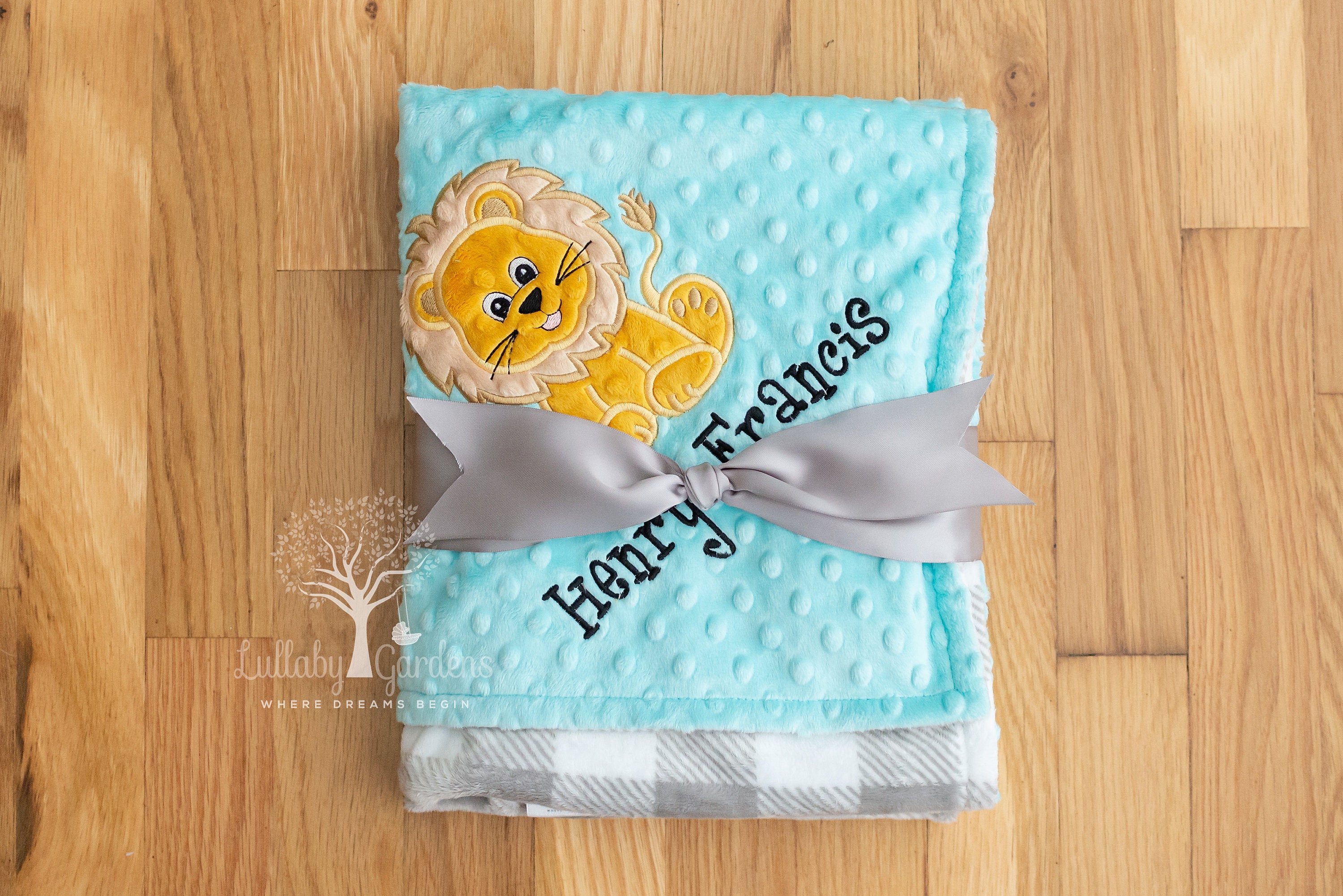 Lion Personalized Minky Baby Blanket Appliqued Lion Blanket Etsy UK