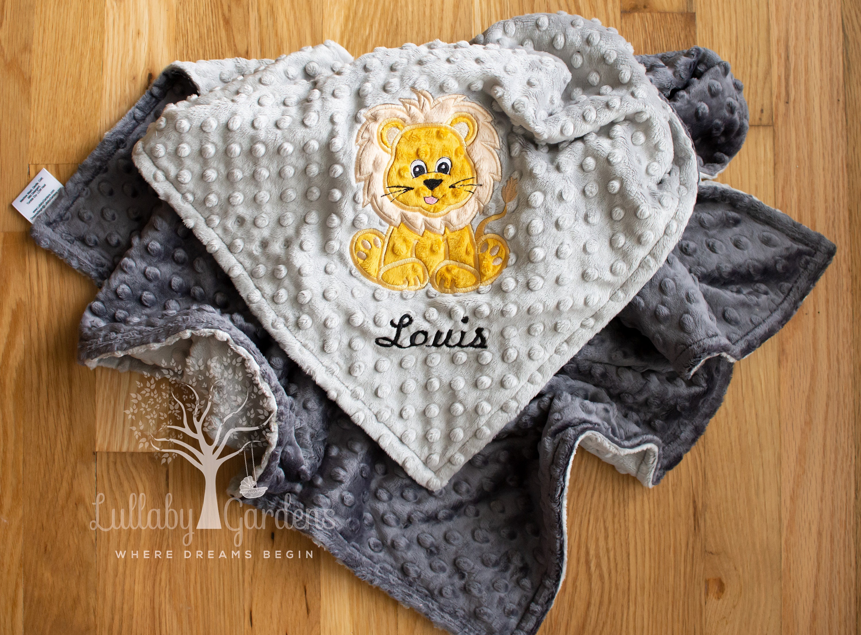 Lion Personalized Minky Baby Blanket Appliqued Lion Blanket Etsy UK