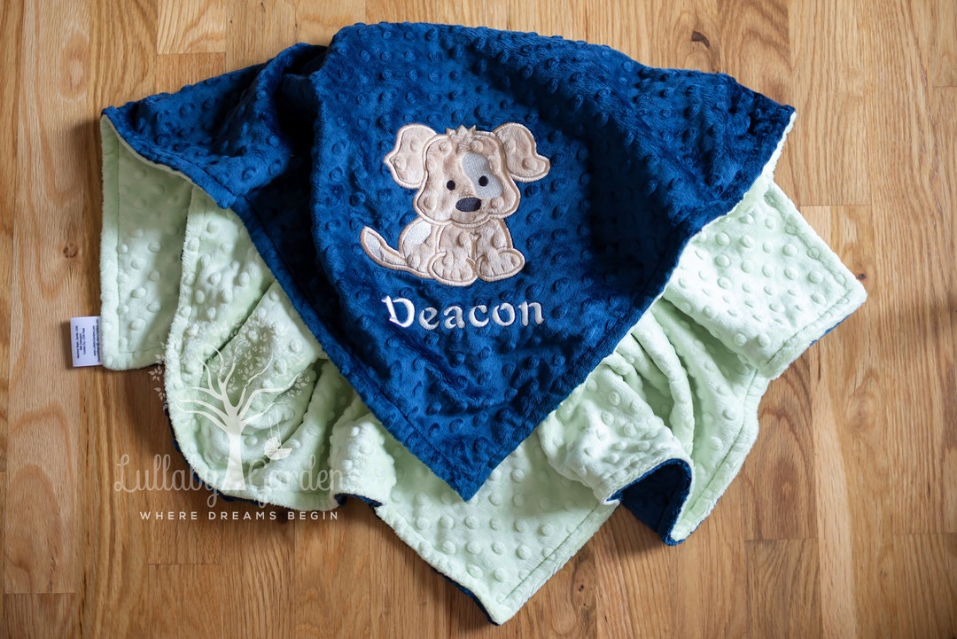 Puppy Minky Blanket for Baby Girl or Baby Boy Appliqued Etsy