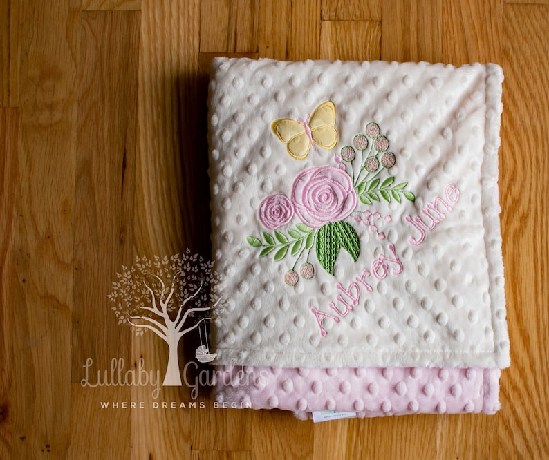 Personalized Minky Baby Blanket Floral Baby Girl Blanket Etsy