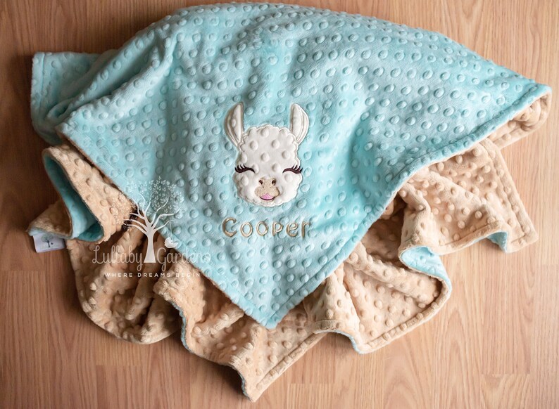 Llama Personalized Minky Baby Blanket Appliqued Llama Baby Etsy