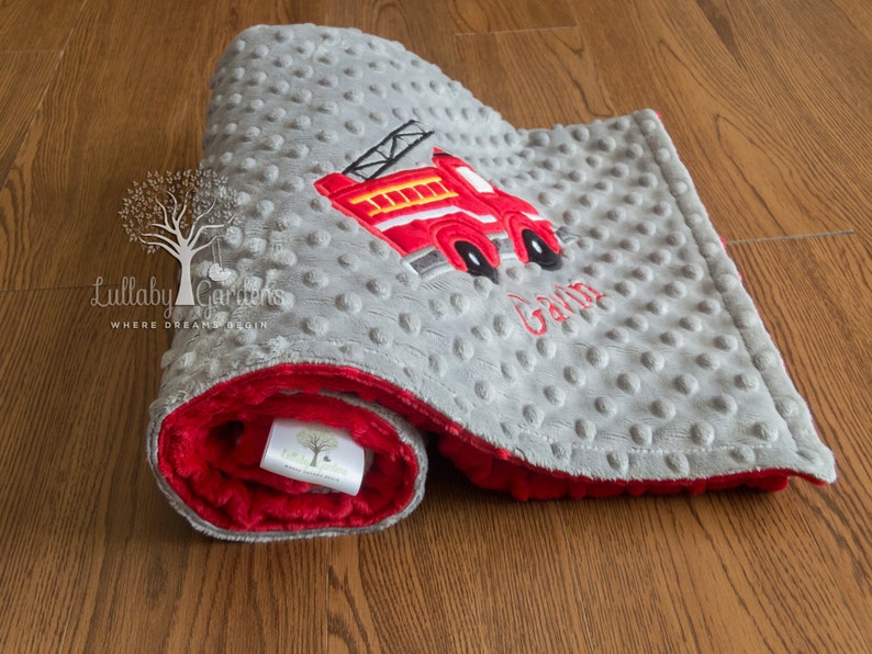 Fire Truck Personalized Minky Baby Blanket Boy Baby Blanket Etsy