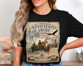 250-årsjubileum USA T-shirt, Halvhundraårsjubileum 1776-2026, Patriotisk amerikansk historia, Grundfäderna, Frihetsörn T-shirt