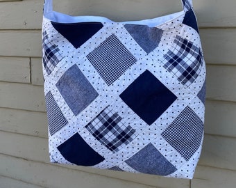 Blue And White Patchwork Bags