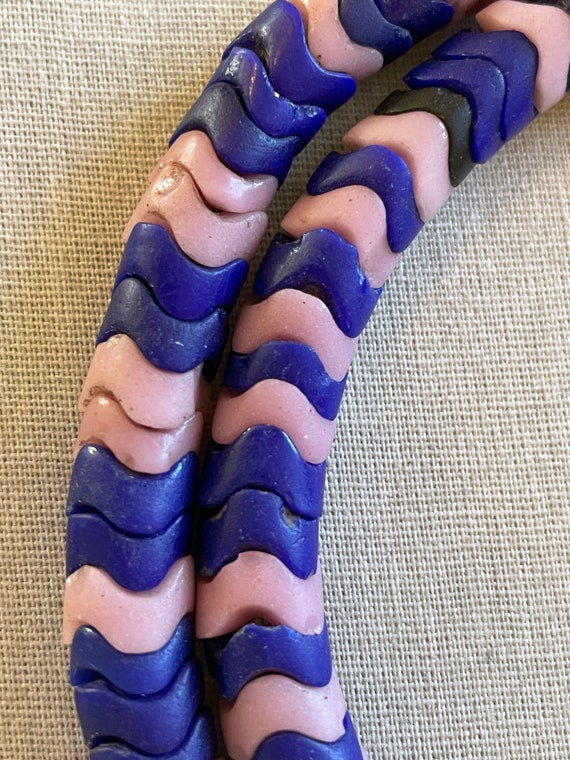 African Trade Snake Beads In Pink And Purple