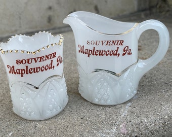Maplewood PA Milk Glass Souvenir Set